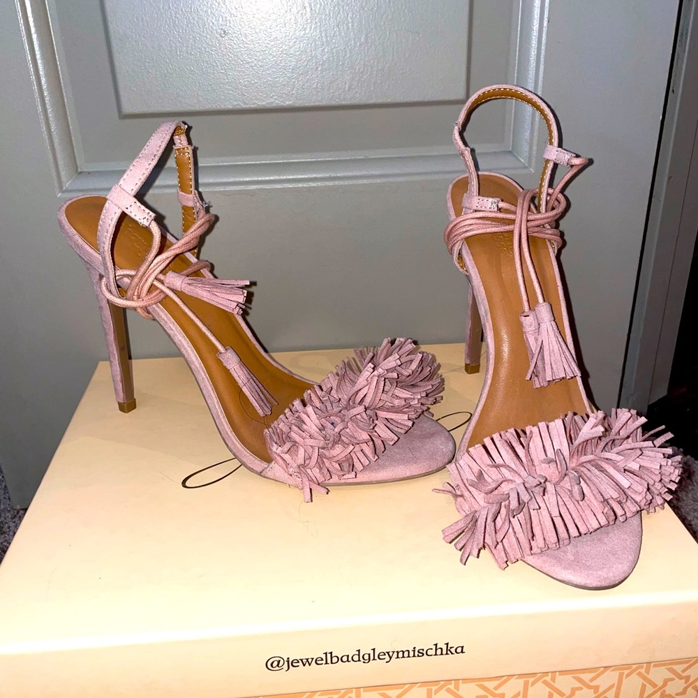 Blush Pink Frill Tie-Up Heels